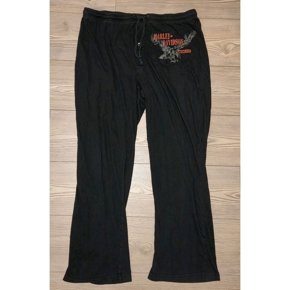 Vintage Y2K Harley Davidson Motorcycles Mens Medium Pajamas Pants Black Eagle
